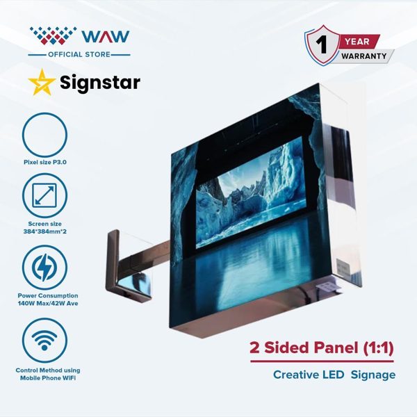 Signstar Creative LED Signage 2 Sided Panel P3.0 384x384mm WiFi Kontrol