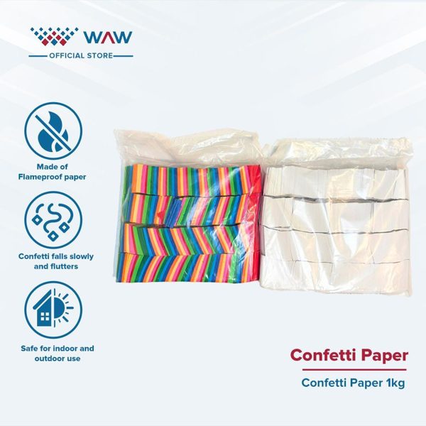Party Properti Confetti Paper 1kg - Multicolor White Flameproof Warna Warni