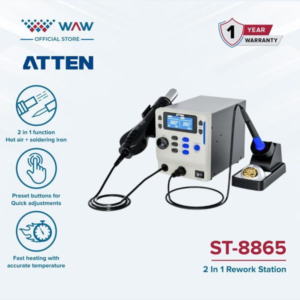 ATTEN ST-8865 Solder Uap Digital 2in1 Hot Air Blower & Solder Station Original Service Elektronik PCB