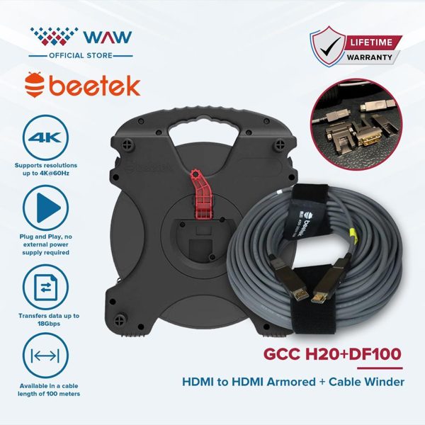 Beetek GCC H20 HDMI TO HDMI ARMORED CABLE 100 Meter 40 Meter