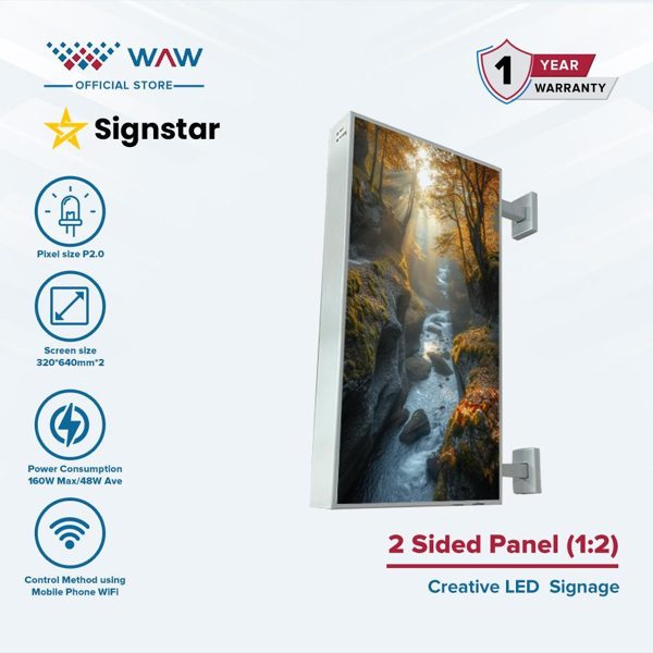 Signstar LED Signage 2 Sided Panel (1:2)  / Papan Promosi Digital / Papan Poster Dinding / Papan Poster LED / LED Display Panel / LED Indoor WAW Multimedia