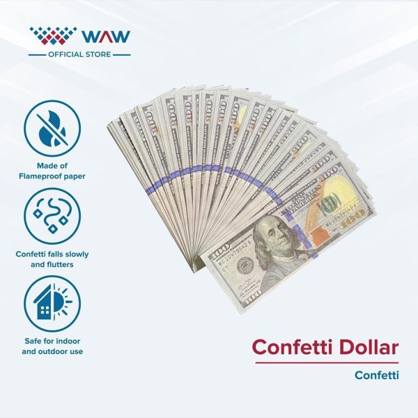 Party Properti Dolar 1kg / Confetti Dollar / Confetti Kertas Gambar Dolar / Confetti Flameproof 1Kg