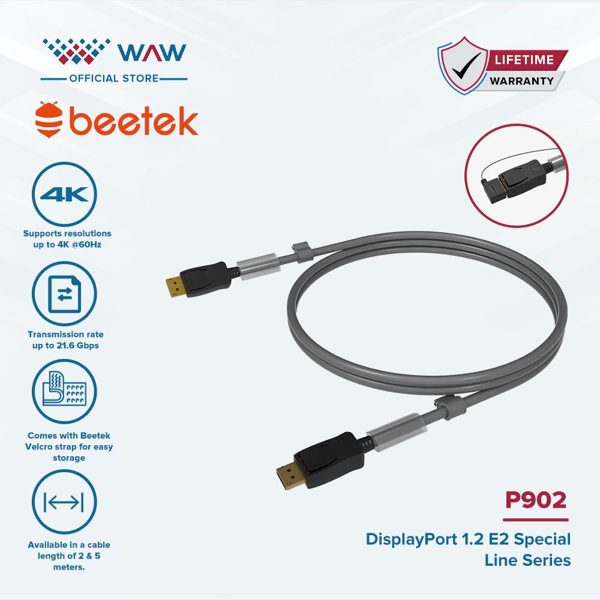 Beetek P902 SERIES DISPLAY PORT 1.2 E2 Display Port to Display Port Cable