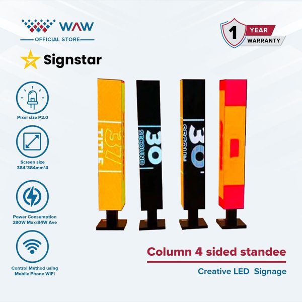 Signstar LED Column 4 Side / Papan Media Iklan LED 4 Sisi / LED Stand 4 Sisi