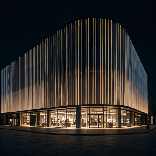 Flagship store: fasad arsitektural dengan permukaan interaktif
